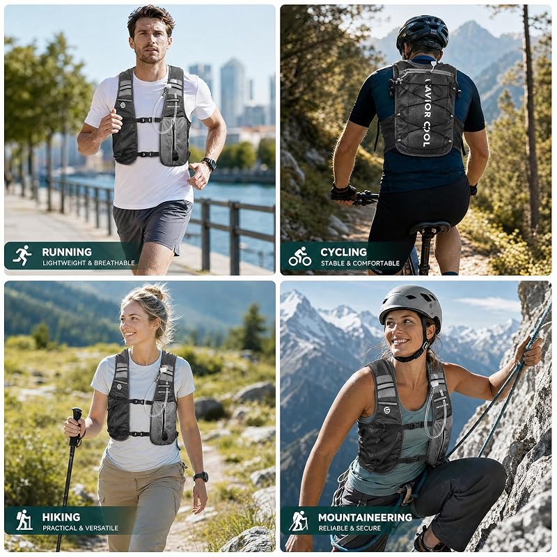 Savior Cool Cooling Hydration Vest with 2L Bladder & 3 Removable Packs - Charcoal Gray