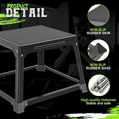 GanFindX Metal Plyometric Jumping Box 12 Inch with 17 * 13 Inch Surface Steel Plyo Box Home Gym Jump Trainer for Fitness Exercise Agility Stamina Conditioning Strength Training