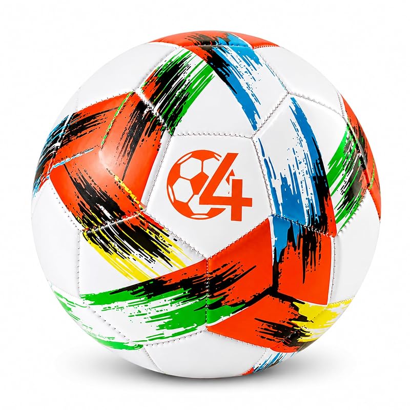 Soccer Ball Size 4 for Kids Youth 8-12 with Pump - Red 2 Pack