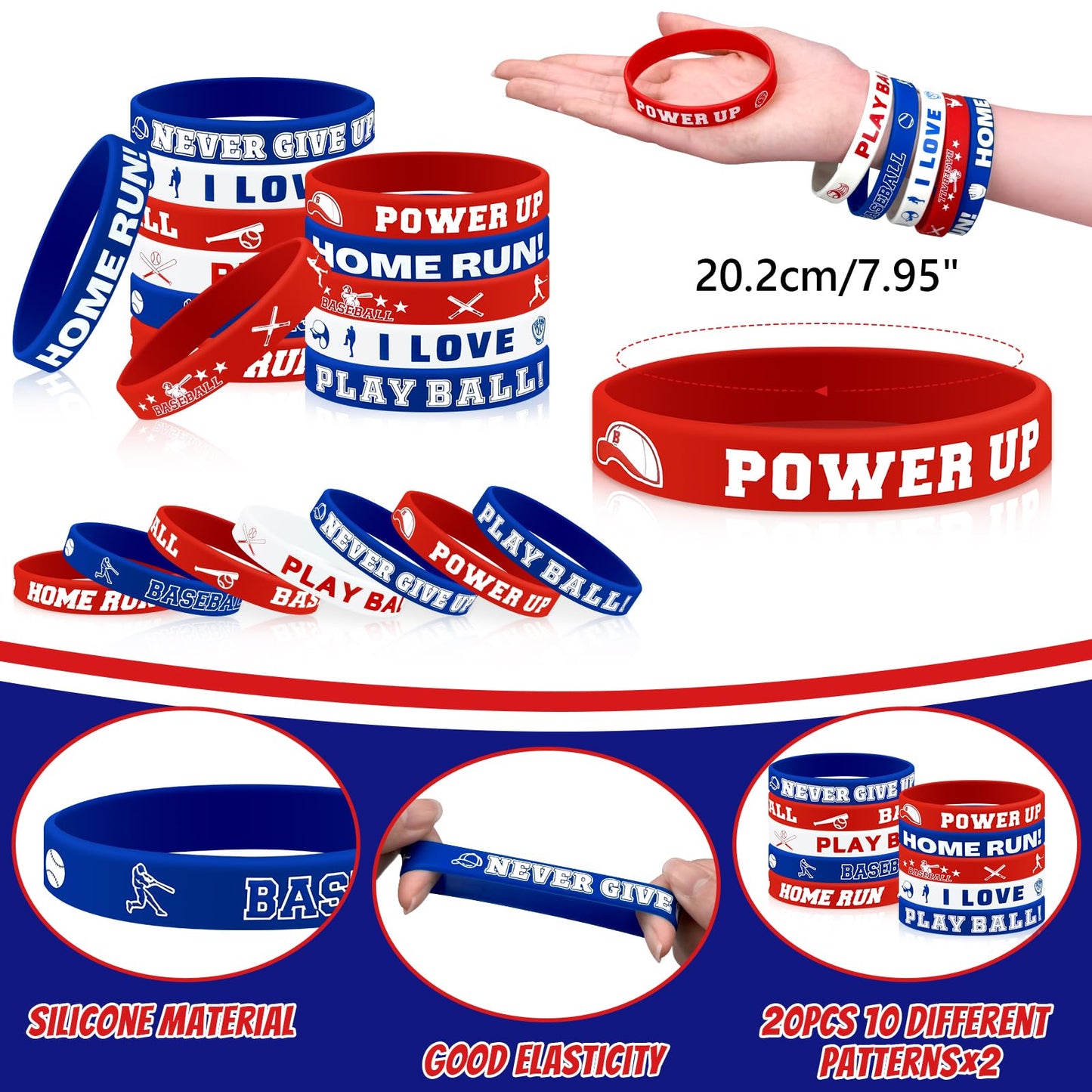 Grneric 110 Pcs Baseball Party Favors, Drawstring Bags Baseball Goodie Bags with Keychains Silicone Bracelets Stickers Gift Bags for Baseball Themed Birthday Party Favors Supplies