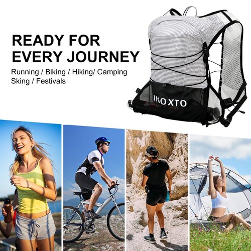 IX INOXTO Running Hydration Vest Backpack, Lightweight Water Backpack with 1.6L Water Bladder Daypack for Women Men,Adjustable Running Vest Pack for Trail Running Hiking Cycling Race Marathon (Gray)