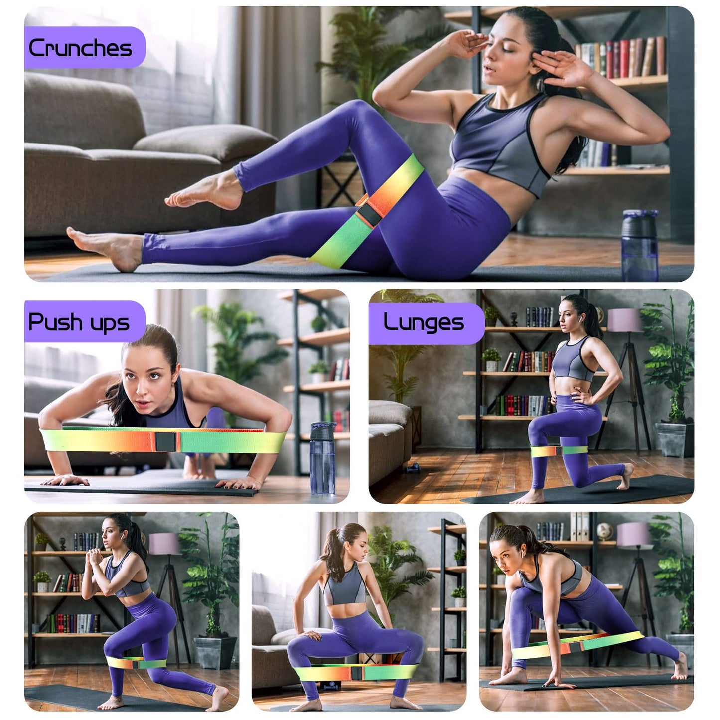 Uten Resistance Bands for Working Out, 3 Levels Exercise Band, Anti-Slip & Roll Elastic Workout Booty Bands for Women, Portable Resistance Band, Squat, Glute, Hip Training