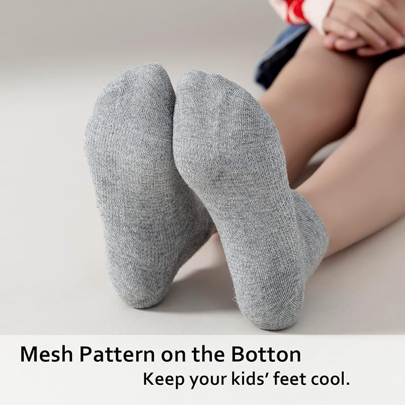 Navy 6 Pack Kids Seamless Ankle Socks - Low Cut No Show Cotton Athletic Socks