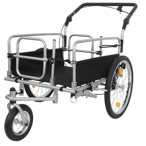 3-in-1 Heavy-Duty Bike Cargo Trailer – E-Bike Compatible with Robust Steel Frame, 110lb Capacity, Convertible Pull Cart, for Urban Commuting, Family Outings & Cargo Transport