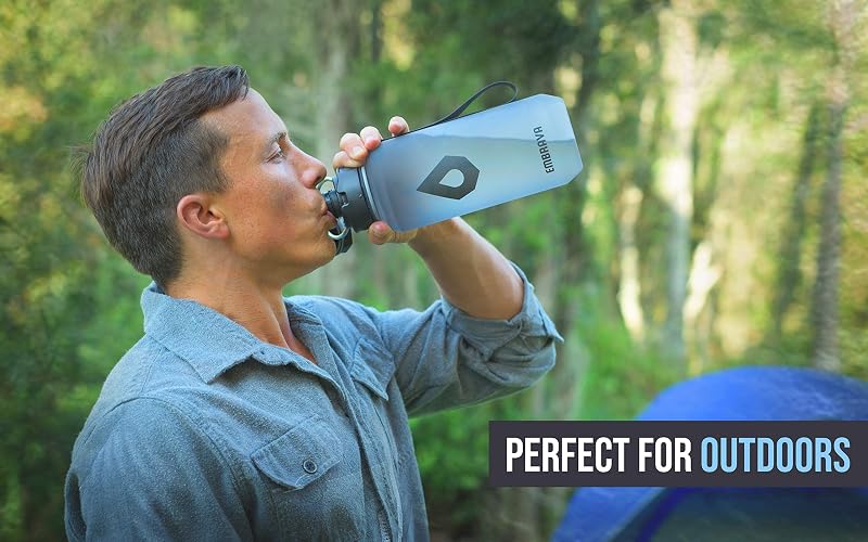 Embrava 40oz Wide Mouth Water Bottle with Carry Ring – Gray, Fast Flow
