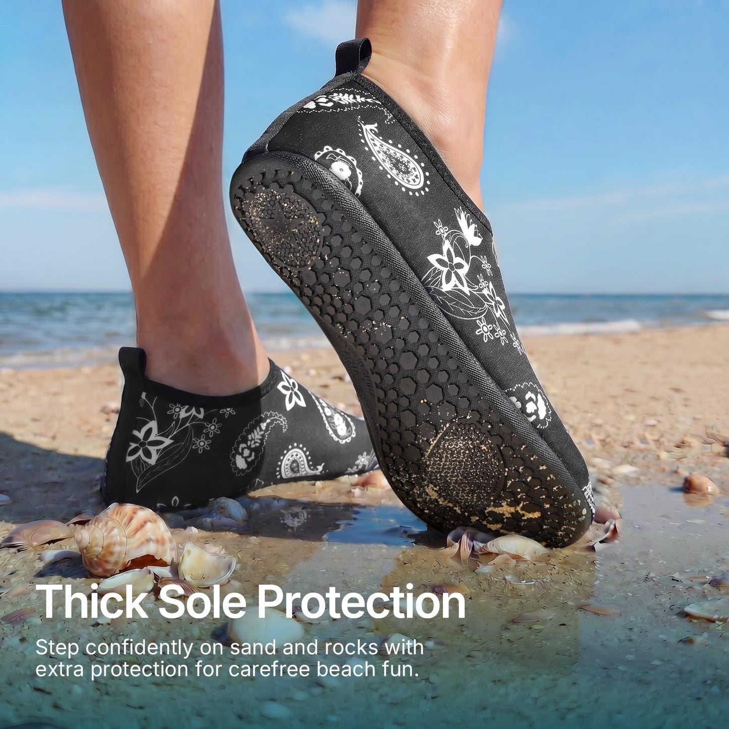 Water Shoes for Women Men Quick-Dry Aqua Socks Swim Beach Barefoot Yoga Exercise Wear Sport Accessories Pool Camping Must Haves Adult Youth Size 8.5-9.5Women/7.5-8.5Men