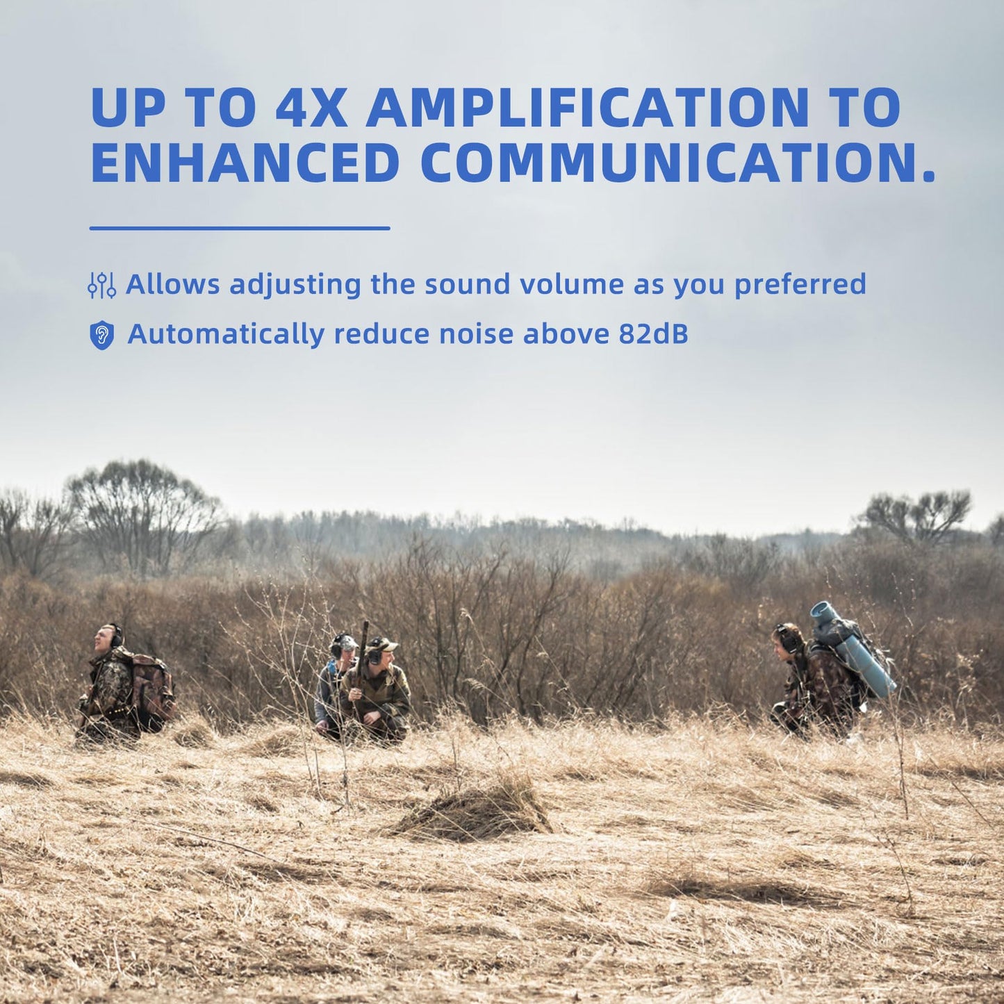PROHEAR Electronic Ear Protection for Shooting with 4X Sound Amplification, Gun Range Hearing Protection Muffs, NRR 23dB Noise Reduction Headphones for Hunting, Blue