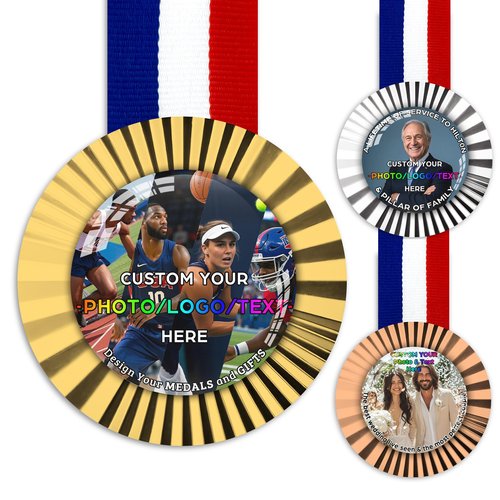 BSTWARM Custom Medals ??Design Your Own Personalized Award with Your Text, Logo, or Image (Gold)