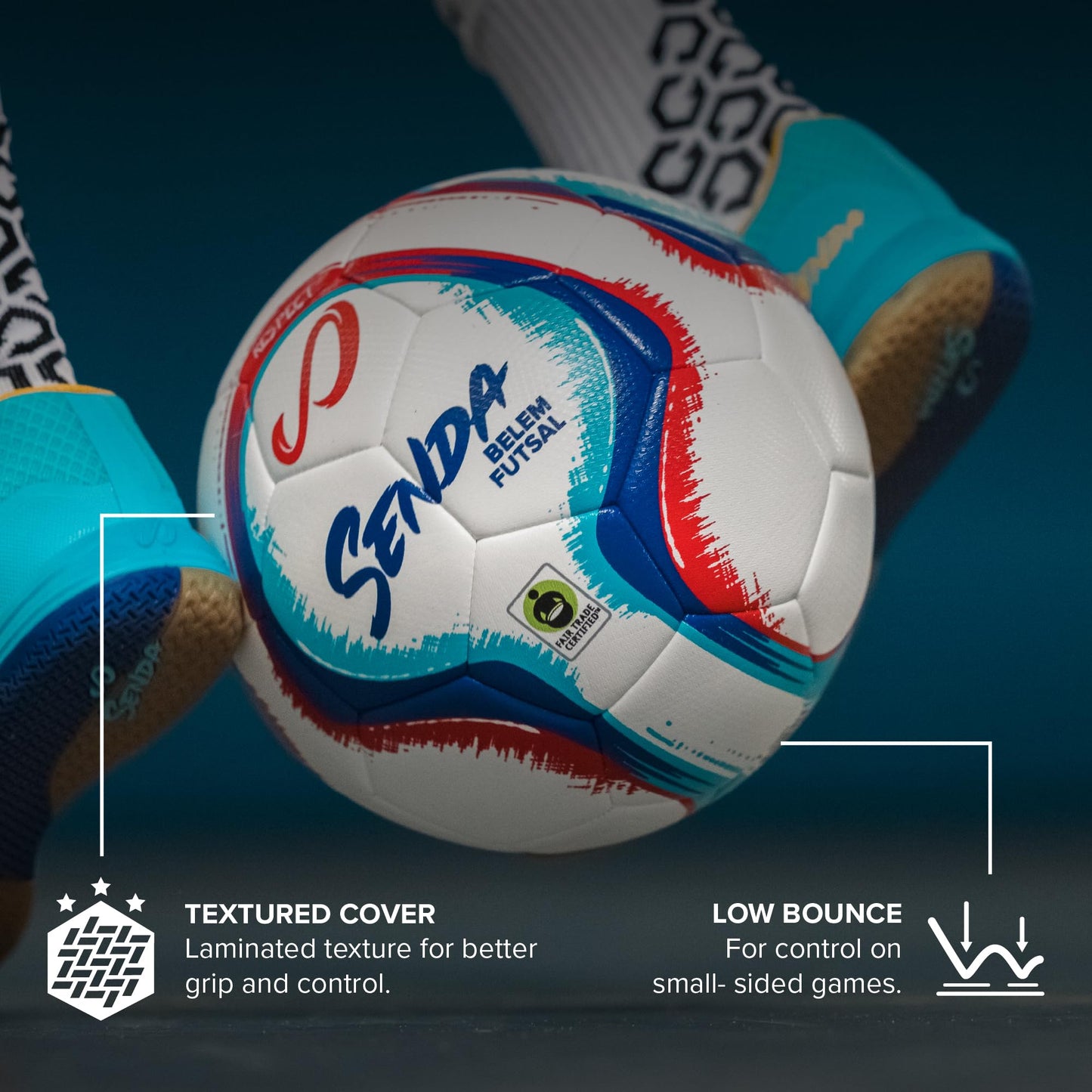 Senda Belem Training Futsal Ball, Fair Trade Certified, White, Size 3 (Ages 8-12)