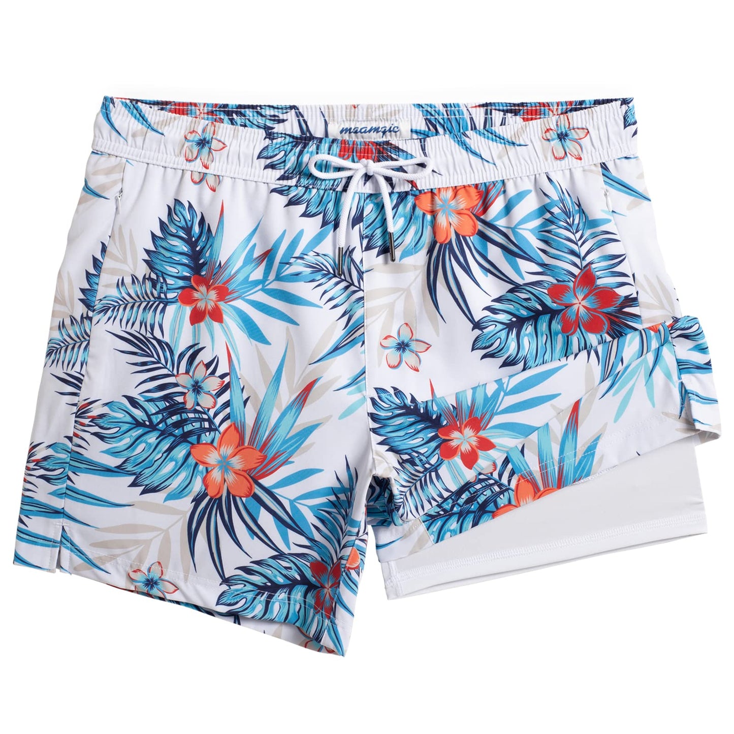 maamgic 5inch Mens Swim Trunks with Compression Liner 2-in-1 Swimming Shorts Stretch Quick Dry with Zipper Pockets