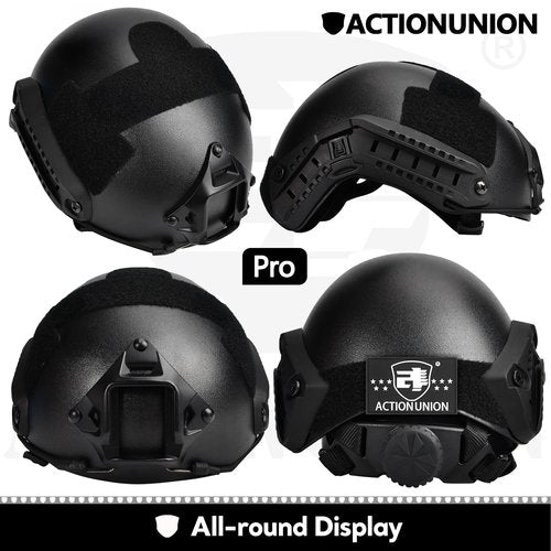 ACTIONUNION Airsoft Helmet and Mask Pro Set Tactical Paintball Helmet and Balaclava Mesh Mask MH Type with Helmet Counterweight (OD, Medium)