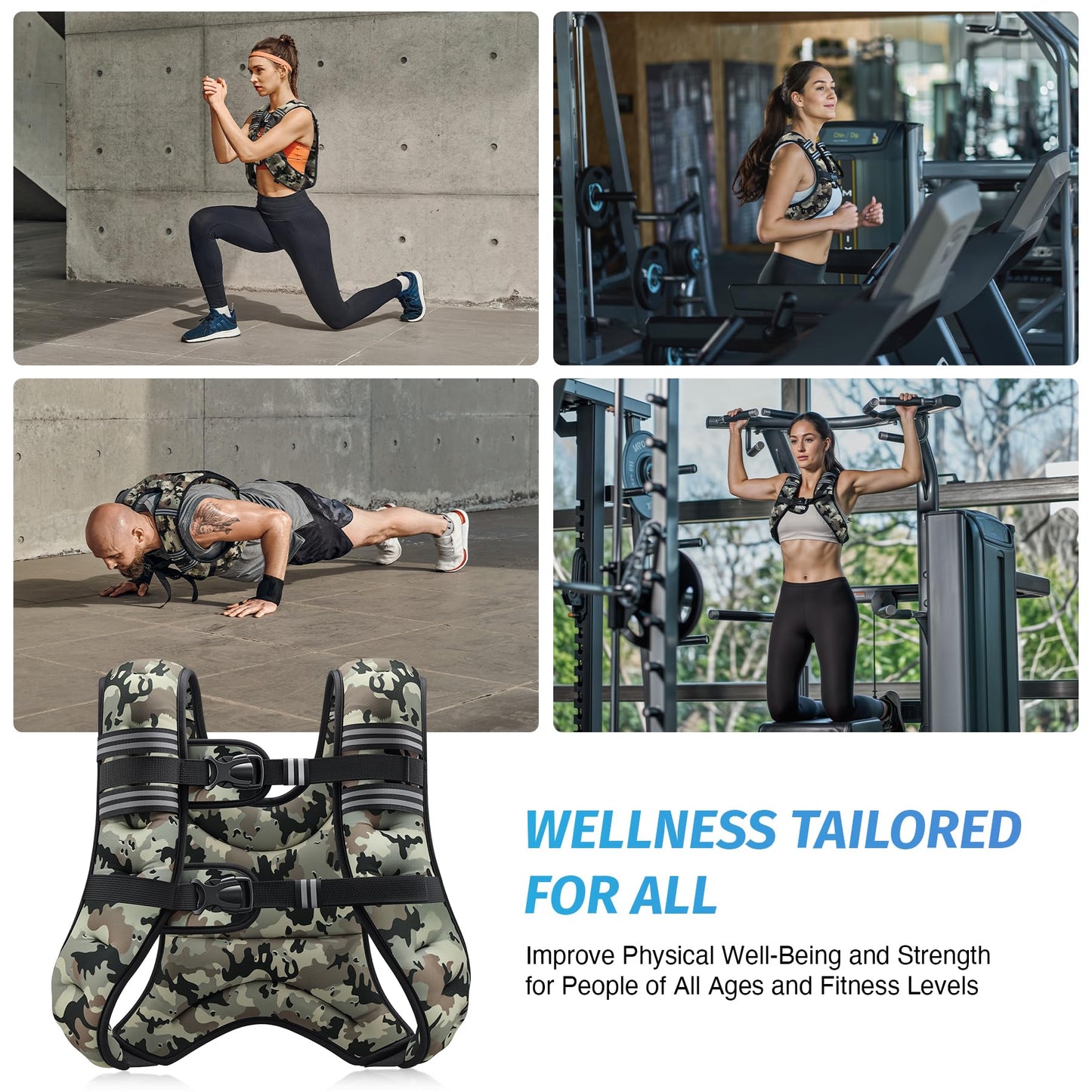 ZELUS Weighted Vest, 6lb/8lb/12lb/16lb/20lb/25lb/30lb Weight Vest for Men Women with Storage Pocket & Reflective Strips for Workout Strength Training Running Muscle Building, Desert Camo (30 lb)