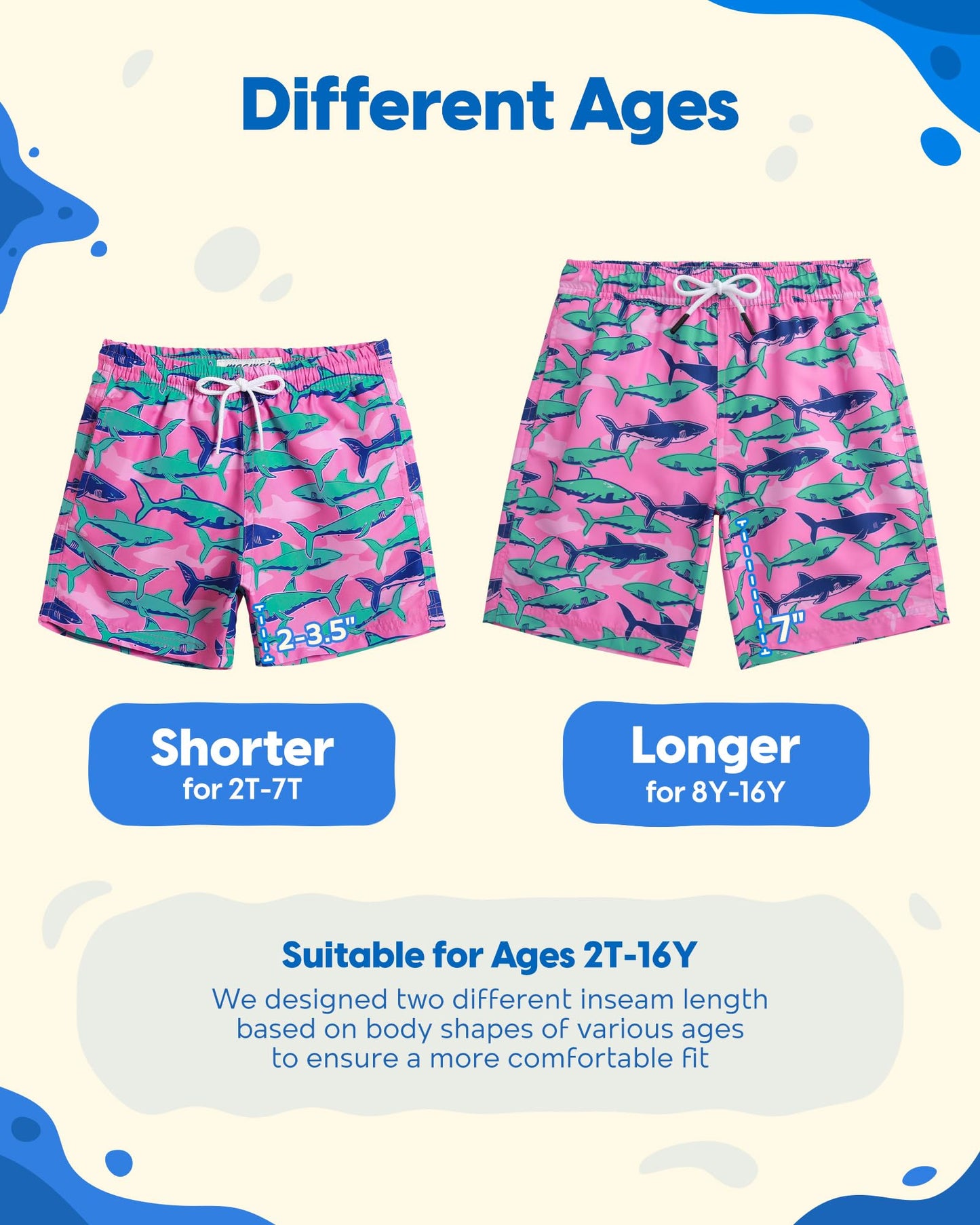 maamgic Boys Swim Trunks Toddler Swim Shorts Little Boys Bathing Suit Swimsuit Toddler Boy Swimwear,Pink Shark,4 T