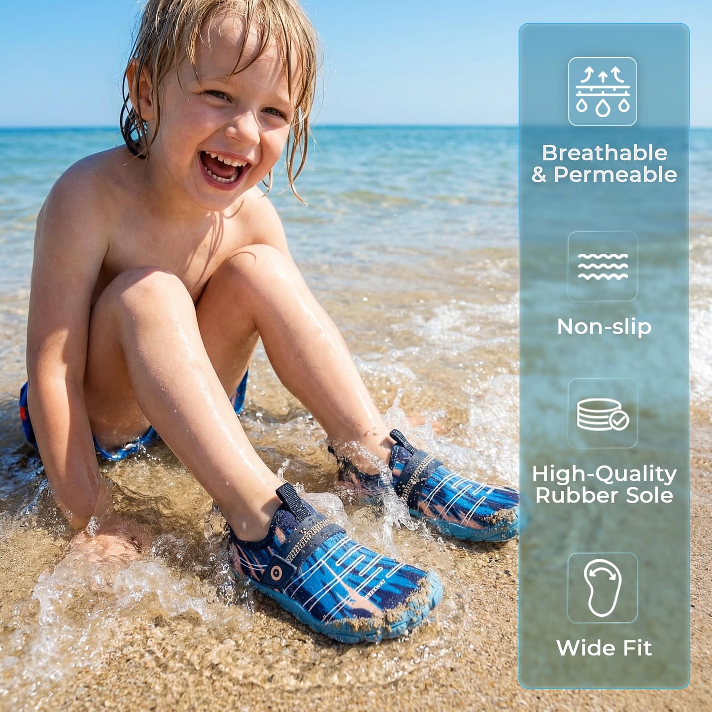 SEEKWAY Barefoot Water Shoes for Kids - Wide Toe Box and Quick-Dry Sand Shoes Toddler for Hiking Swim Beach Pool Kayak Sport Accessories, Camping Essentials Must-Haves for Boys Girls Sizes