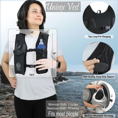 WildRidge Performance - Running Hydration Vest | Mens & WomensRunning Vest | Reflective Vest Running | 7 Pocket Storage with 17oz Flask |Secure Phone Holder | Adjustable Lightweight Black Neoprene.