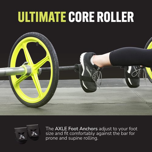 AXLE Home Gym Workout Barbell Bundle with Ab Roller Wheels, 5kg Weights, Foot Anchors, & Resistance Band, Collapsible Workout Equipment & Outdoor Training for Men, Women, and Youth