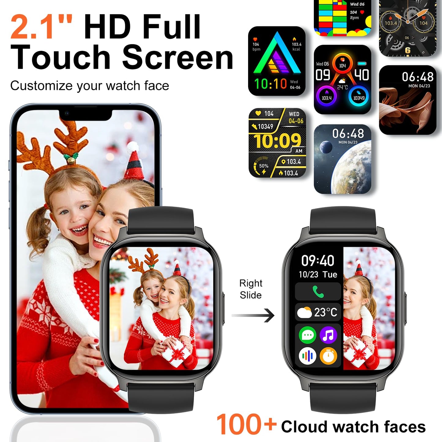 BP Doctor Smart Watch(Answer/Make Call),120+ Sport Modes Fitness Tracker with Sleep Heart Rate Monitor, Pedometer, IP68 Waterproof Fitness Watch for iOS Android