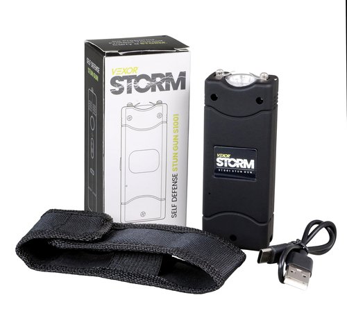 Vexor Storm Mini S1001 Personal Safety Device - Compact Rechargeable with LED Light - USB Charging - Pocket Size - Safety Lock - Includes Training Guide