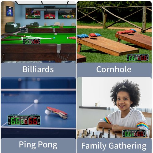 GAN XIN Cornhole Scoreboard,Battery Powered Ping Pong Score Keeper with Touchscreen Button&Top Button,LED Digital Electronic Scoreboard with Buzzer,Shuffleboard/Indoor Games & Sports(Blue)