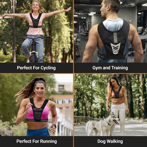 PRESTELS Running Vest Phone Holder - Reflective Running Vest for Men & Women - Adjustable & Breathable Design - Best Chest Pack Gear with Multiple Pockets for Phone, Water Bottle & Other Accessories