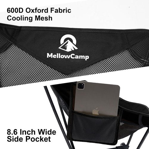 MellowCamp Portable Camping Chair with Cup Holder & Side Pocket 2.7lbs Lightweight Folding Chair 330lbs Capacity for Beach, Hiking, Camping, Backpacking, Roadtrip (Dark Night)