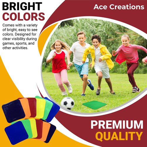 Ace Creations 9 Inch Square Poly Vinyl Spot Markers ??Training Drills with School Gyms, Sports Teams, Track and Field, Basketball, Football, Soccer, Baseball, Preschool, Kindergarten ??Set of 12
