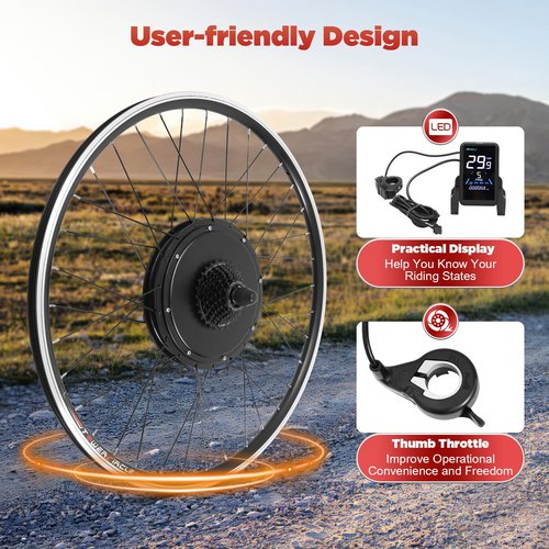 48V 1000W Electric Bicycle Conversion Kit, LCD Display, 5 Gears PAS Ebike Conversion Kit with Dual Mode Controller, Front/Rear Wheel for 28-inch, 29-inch Bikes (Rear Wheel)