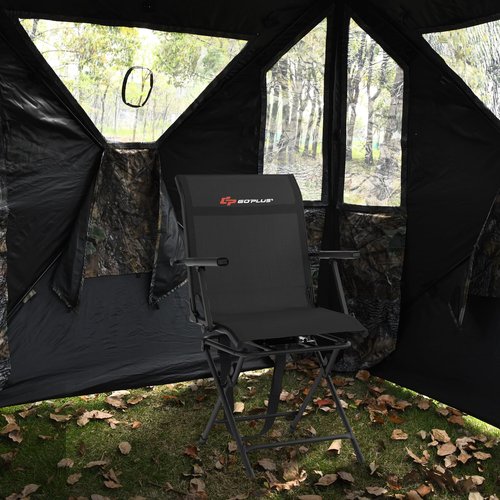 Goplus Hunting Chair, 360° Swivel Folding Hunting Blind Chair with Carrying Strap, 330LBS Capacity, Portable Deer Hunting Stool, Silent Ground Dove Hunting Chair