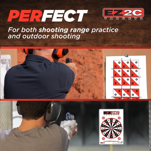 EZ2C Four Game Style Target Paper for Gun Shooting Range, Compatible with Handgun, Rifle and Pistol, Made in USA (11x17 inch) (4 Style Bundle Pack of 40, 40)