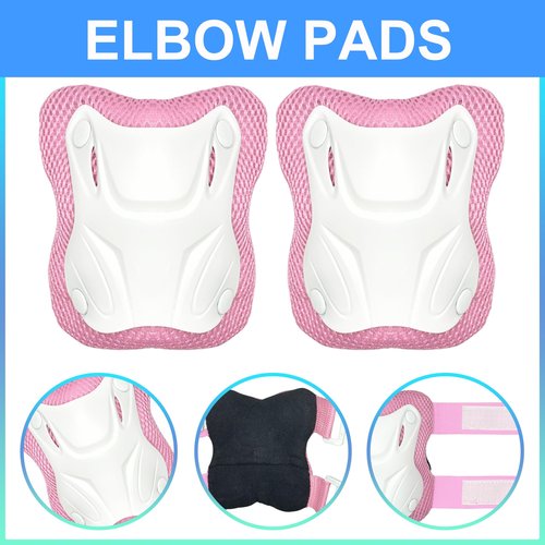 ENHERWE Girls Kids Protective Gear Set,Include Knee Pads,Wrist Guards and Elbow Pads,Children Protective Gear Set for Skating Cycling Bike Rollerblading Scooter,Pink and Size M