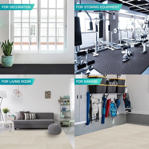 Yes4All EVA Interlocking Mats, Puzzle Floor Tiles, Foam Floor Padding with Border for Furniture, Home Space, Living Room, Garage 11,22,32 SQFT