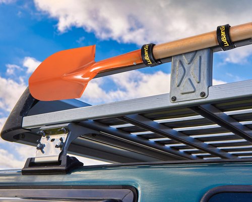 LuBanSir Shovel Mount for Roof Rack, 12 Inches Adjustable Hook and Loop Mount Holder Straps for Cars Trucks Tractors Trailers (4 Pack)