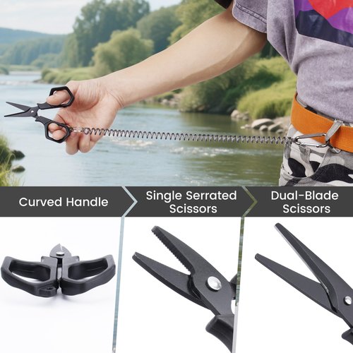 BB Hapeayou Fishing Scissors Braid Line Cutter with Coiled Lanyard for Freshwater/Saltwater(2 Pcs)