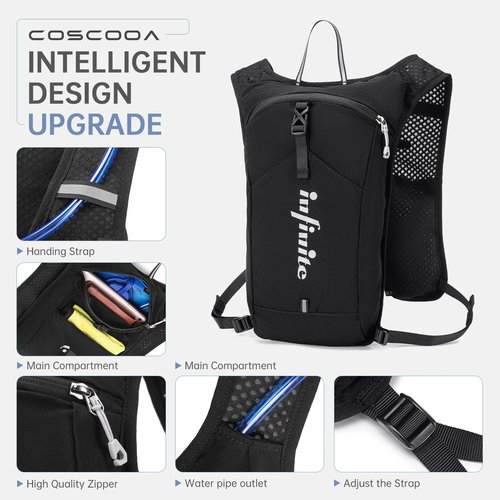 COSCOOA Lightweight Running Vest for Women Men, Adjustable Chest Straps Running Hydration Vest with 1.5L Water Bladder for Hiking Trail Running Cycling Race Marathon