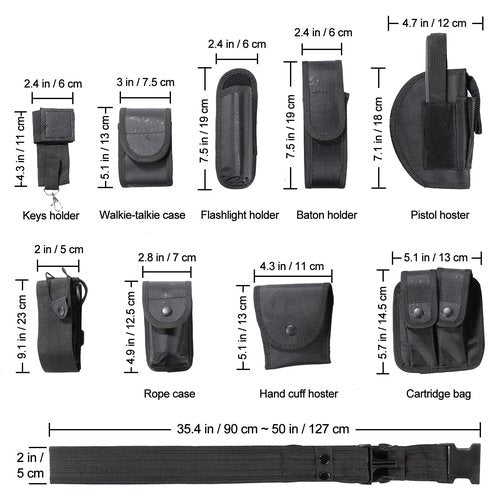 FLKQC 10 in 1 police Tactical belt Security Guard Belt, Versatile Military Modular Equipment System Molded Duty Belt Set for Law Enforcement, Ultimate Tactical Belt Set