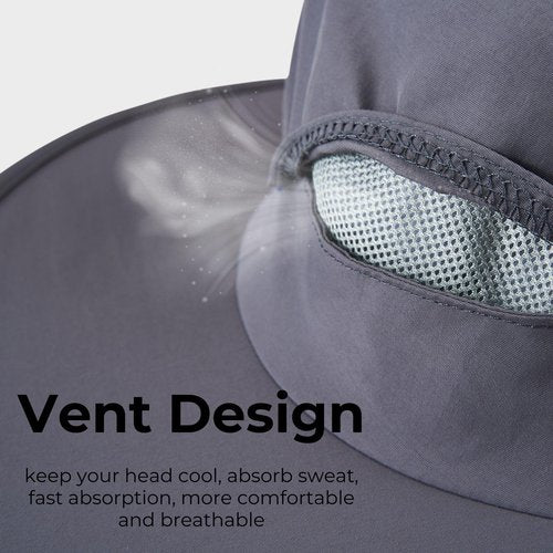 Flammi Mosquito Head Net Hat Fishing Hat w/Head Net UPF 50+ Sun Protection Safari Boonie Hat Cap Outdoor for Men/Women (Dark Grey)