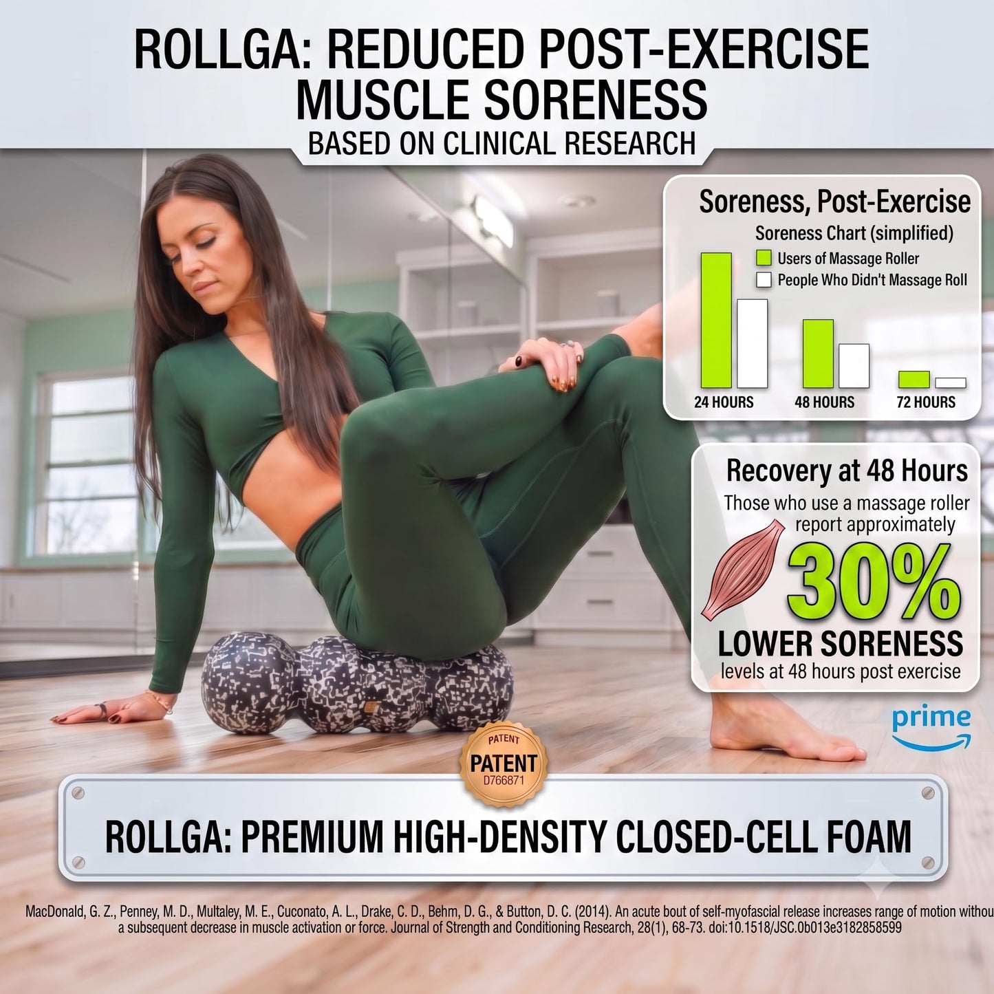 Rollga - High Density Foam Roller for Exercise & Back Pain, 18 inches