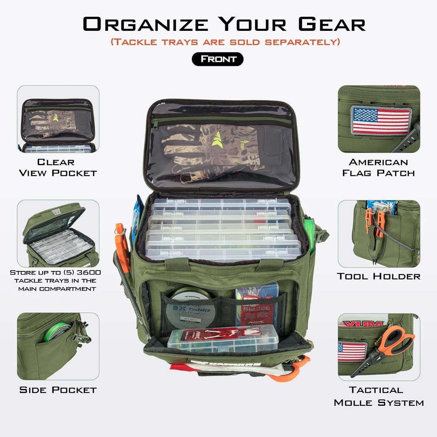 KastKing Fishing Tackle Bags - Saltwater & Freshwater Fishing Bags - Water Resistant, Padded Shoulder Strap - Gear Storage
