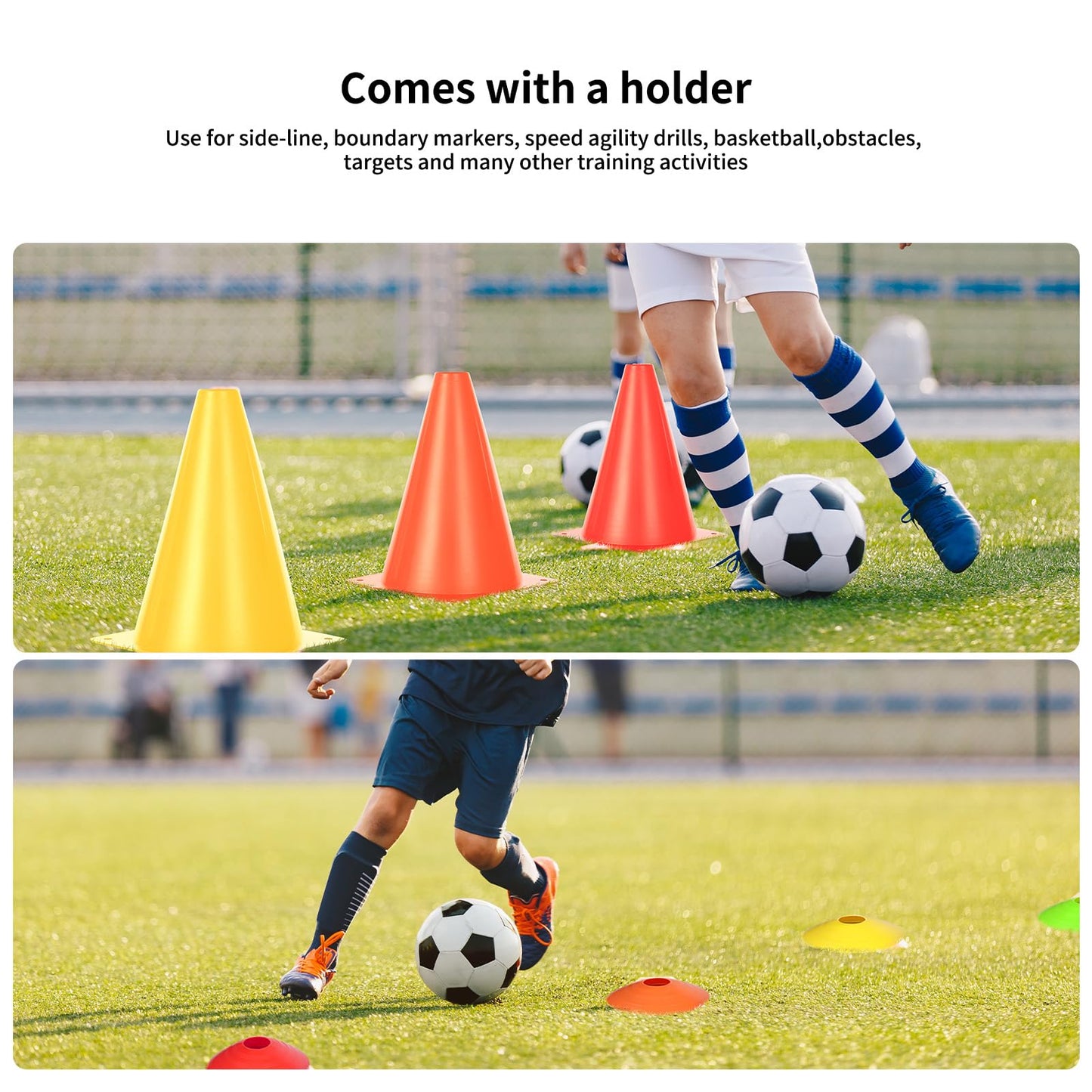 GHB Agility Ladder,Football Agility Training Equipment Set,3 Agility Hurdles,20 feet 12 Rungs Speed Ladder 5 Discs 5 Cones Target pad Bounce Balls ect for Football Basketball Workout Training
