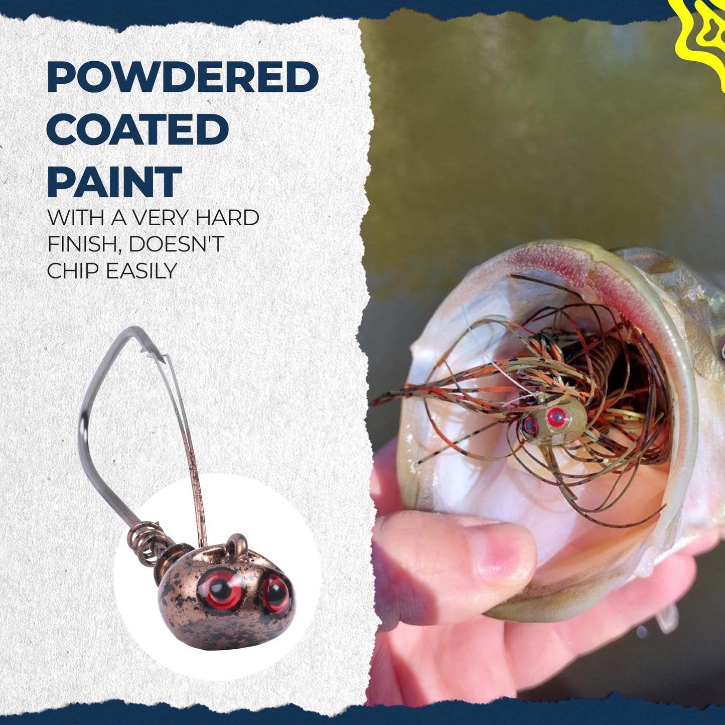 Fish Hog CPR Football Jig, Bass Jigs Weedless Fishing Lures Jigs for Bass Fishing - Crawfish Imitator with Flat Head & 3D Red Eyes, 5/0 Hook, 3/8 Oz - Pack of 4, Made in USA