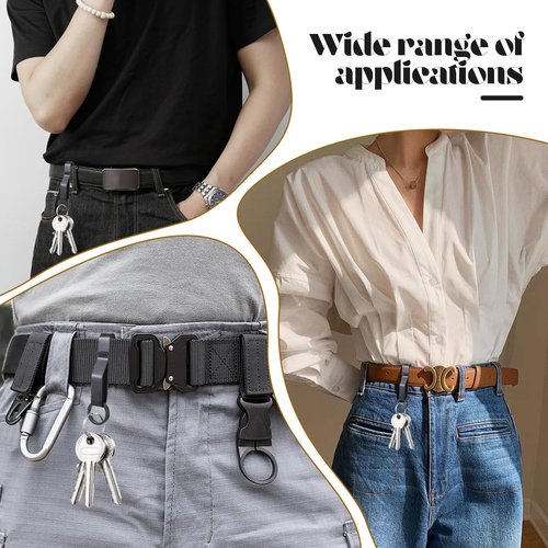 Heavy Duty Belt Key Clip Holder with 2PCS Metal Key Rings, Stainless Steel Tactical Keychain Clip Metal Belt Clips Quick Release Keys for 1.5-2.25 Inch Wide Loop