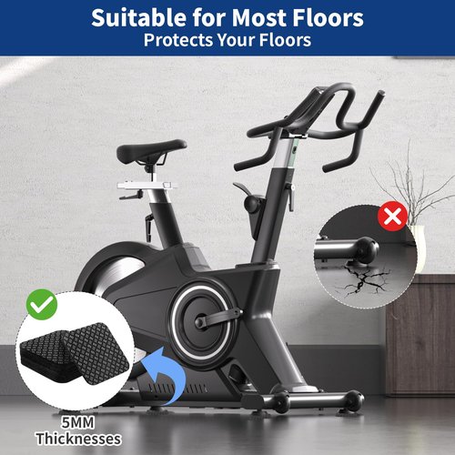 6pcs Treadmill Mat Pads, Anti-Slip and Noise Reduction Silicone Exercise Equipment mat for Protecting Wood Floors and Carpets.Suitable for Treadmills, Walking mats, Exercise Bikes（Square）