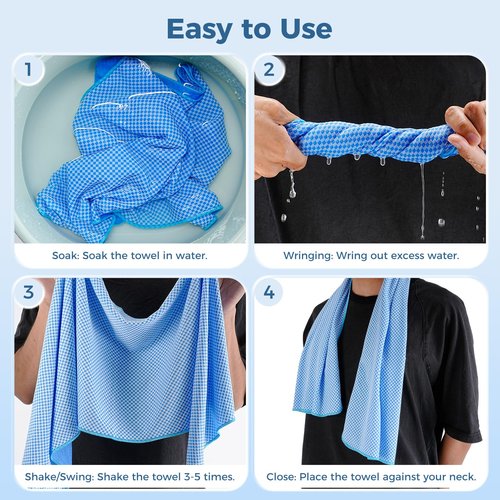 ZapRun Cooling Towels 2 Pack, 40 * 12inch Cooling Towels for Neck and Face, Sports Towel with UPF50 Sun Protection, Ideal for Yoga, Gym, Camping, Running- Blue