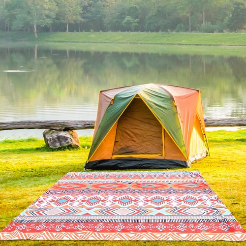 HIHOHO Beach Blanket, Sandproof Beach Mat, Waterproof Quick Drying Lightweight Outdoor Aztec Picnic Mat 79" X 83"/120"x108" for 2-8 Adults for Travel, Camping, Hiking