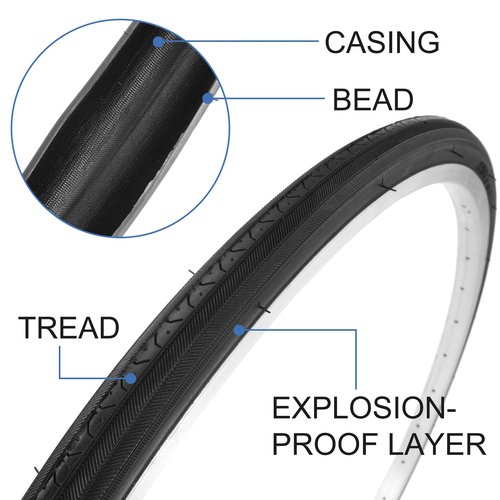 RUTU 2 Pack 27x1 1/4 Road Bike Tires and 27" Bike Tubes - Schrader Valve with 2 Rim Strips,Tire Levers - Fit for 27x1.25 27 x 1 1/4 Bike Bicycle Tires and Tubes