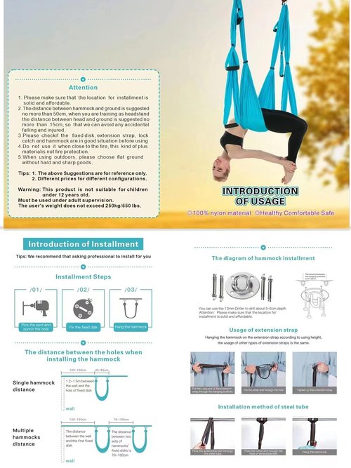 Ovyuzhen Aerial Yoga Hammock, Ultra Strong Hammock Set, Antigravity Ceiling Hanging Yoga Sling Inversion Exercises