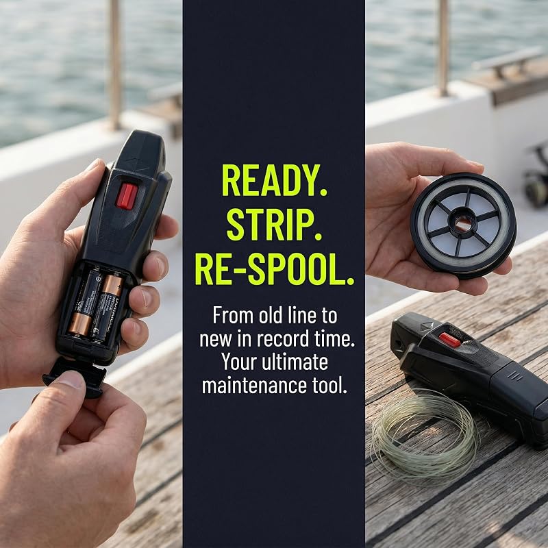 Electric Fishing Line Stripper – 3.5 m/s Portable Line Removal Tool for Spinning, Casting & Trolling Reels