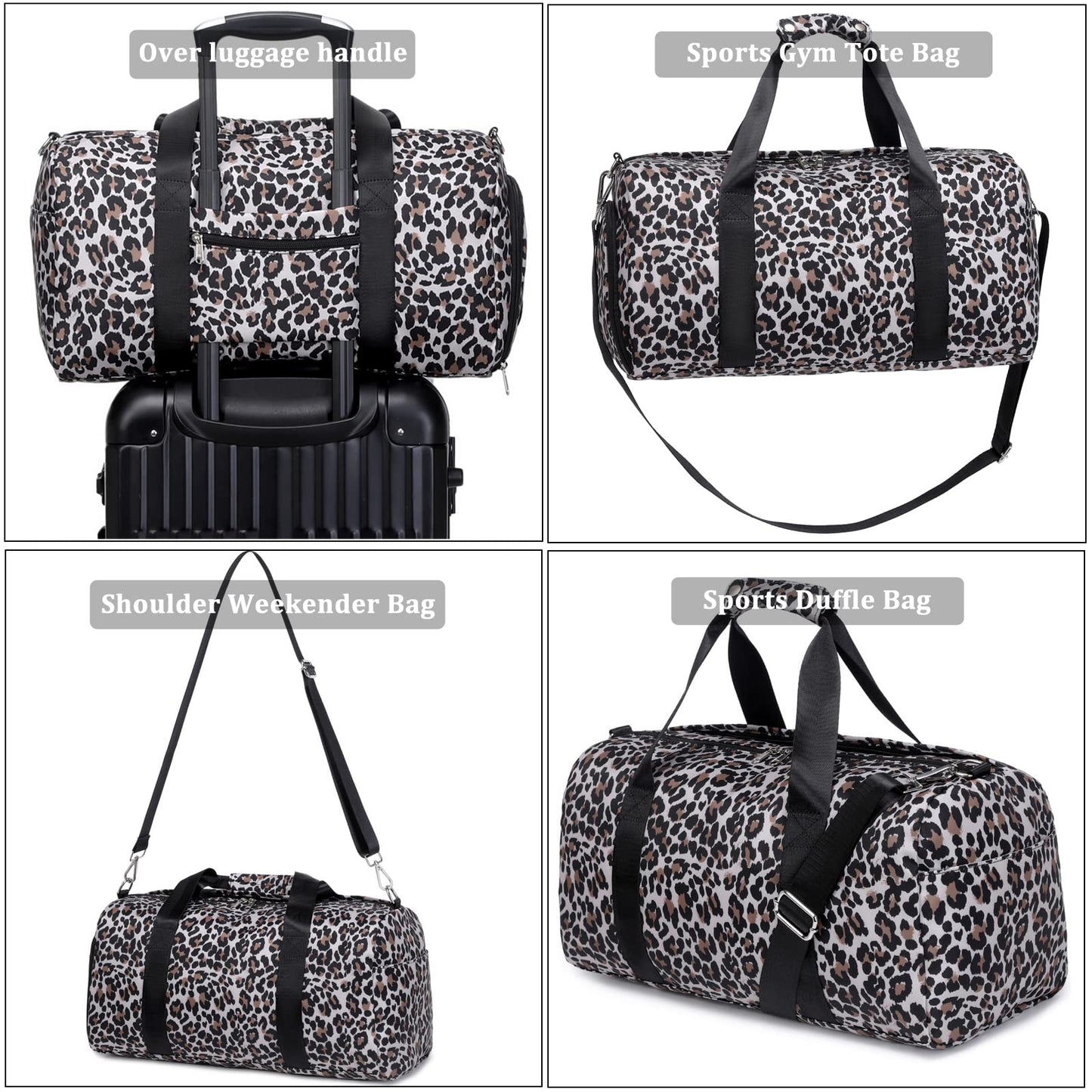JIANYA Sports Gym Duffle Bag for Women, Womens Weekender Bag Overnight Travel Bag with Shoe Compartment & Wet Pocket Girls Gymnastics Carry Bag