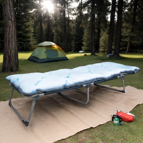 Gehannah Sleeping cot Pads for Camping - Soft Comfortable Foldable Cot Mattress for Adults, Lightweight Sleeping Mat for Outdoor & Indoor, Picnic, Hiking, Backpacking (Light Blue)