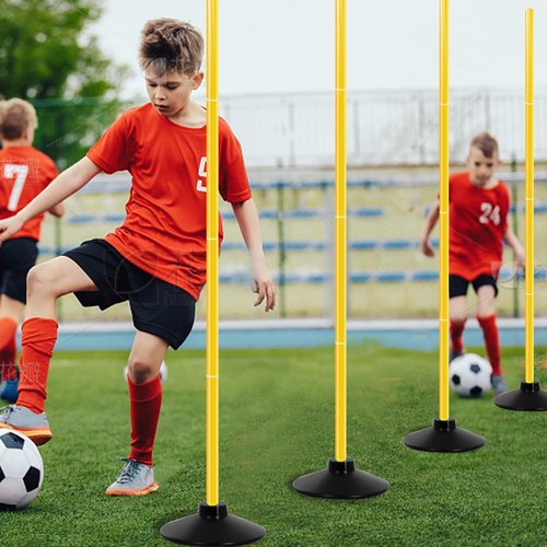 MEILANHUI Soccer Agility Poles, 6Pcs Agility Poles with Rubber Bases and Bag Detachable Agility Training Equipment for Football, Rugby, Basketball, Indoor & Outdoor
